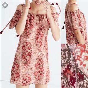 Madewell Silk Cold-Shoulder Dress in Watercolor